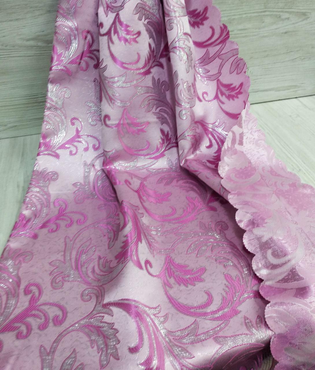 Шторна тканина з люрексом 1.5 м, колір рожевий, фото 1