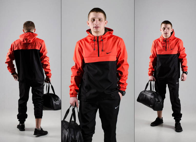 Спортивний костюм чоловічий Найк, Nike чорний - помаранчевий. Барсетка в Подарунок, фото 2