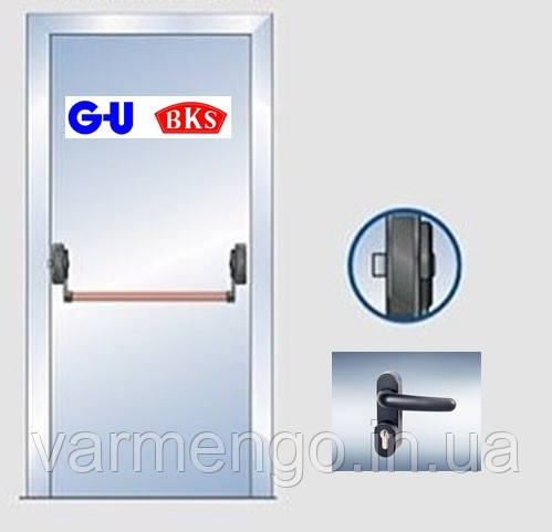 Антипаніка G-U для однієї стулки, 1-точкове замикання із зовнішньою ручкою.