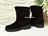 Черевики жіночі на низькому ходу, з натуральної замші коричневого кольору, фото 4