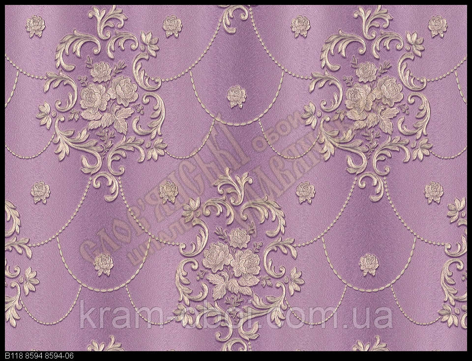 Шпалери Слов'янські Шпалери КФТБ вінілові гарячого тиснення шовкографія 10м*1,06 9В118 Адель 8594-06, фото 1