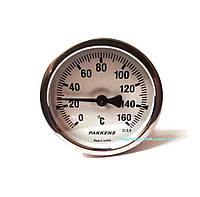 Термометр 0-160°С, Ø63мм, с резьбой 1/2 "биметаллический, осевой, PAKKENS