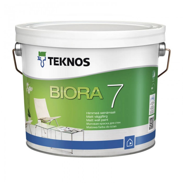Матова фарба для внутрішніх робіт Teknos Biora 7 біла 9 л