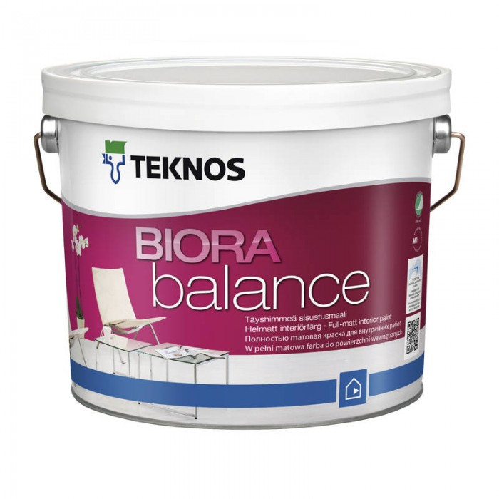 Матова інтер'єрна фарба Teknos 9 л біла Biora Balance