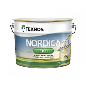 Глянсова фарба для зовнішніх дерев'яних поверхонь Teknos Nordica Eco біла 9 л