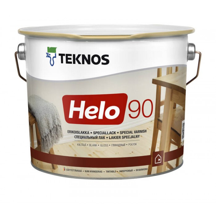 Глянсовий зносостійкий лак для зовнішніх і внутрішніх робіт Teknos Helo 90 прозорий 2.7 л