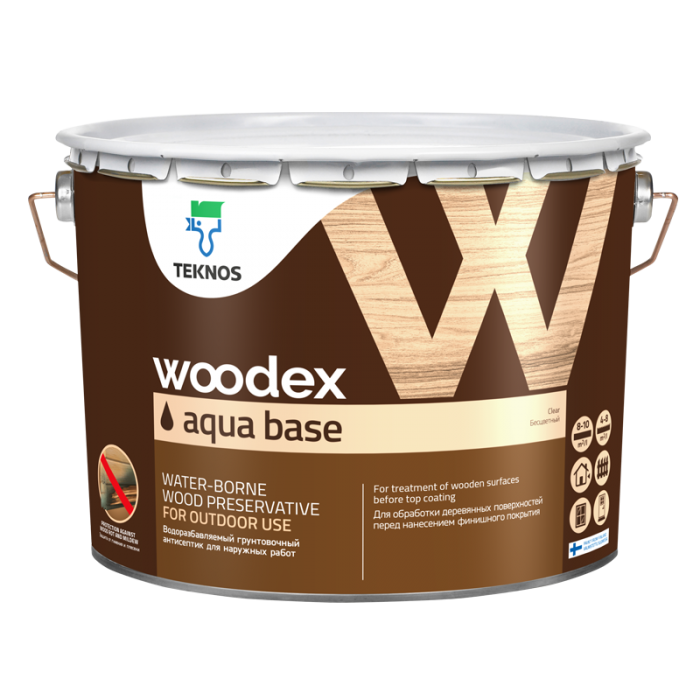 Ґрунтувальний антисептик для захисту деревини Teknos Woodex Aqua Base прозорий 10 л