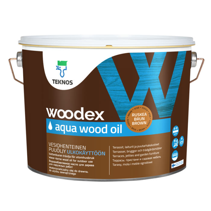 Деревна олива для зовнішніх робіт Teknos Woodex Aqua Wood Oil прозора 9 л