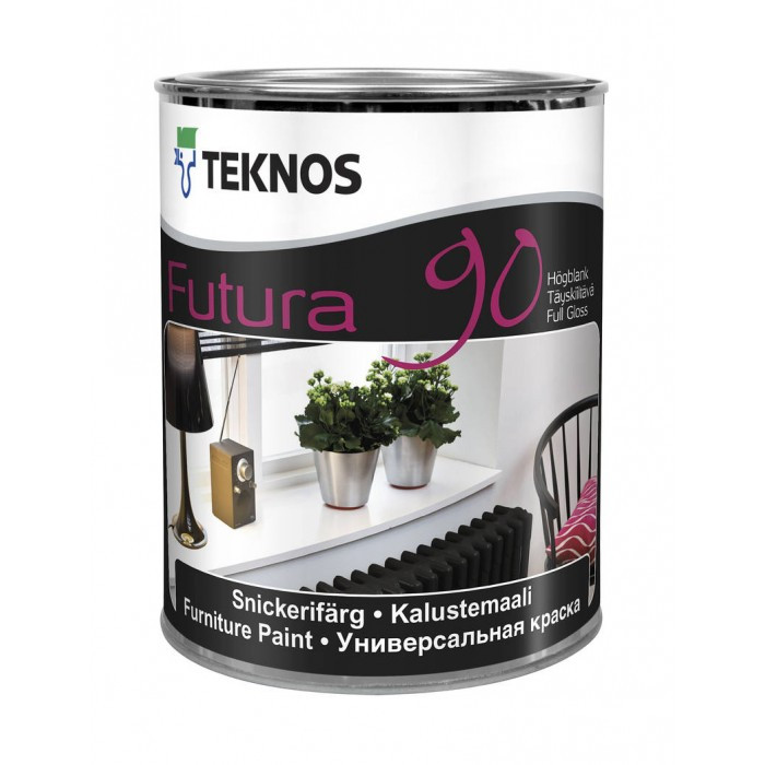 Глянсова фарба для дерева та металу Teknos 2.7 л Futura 90 Біла