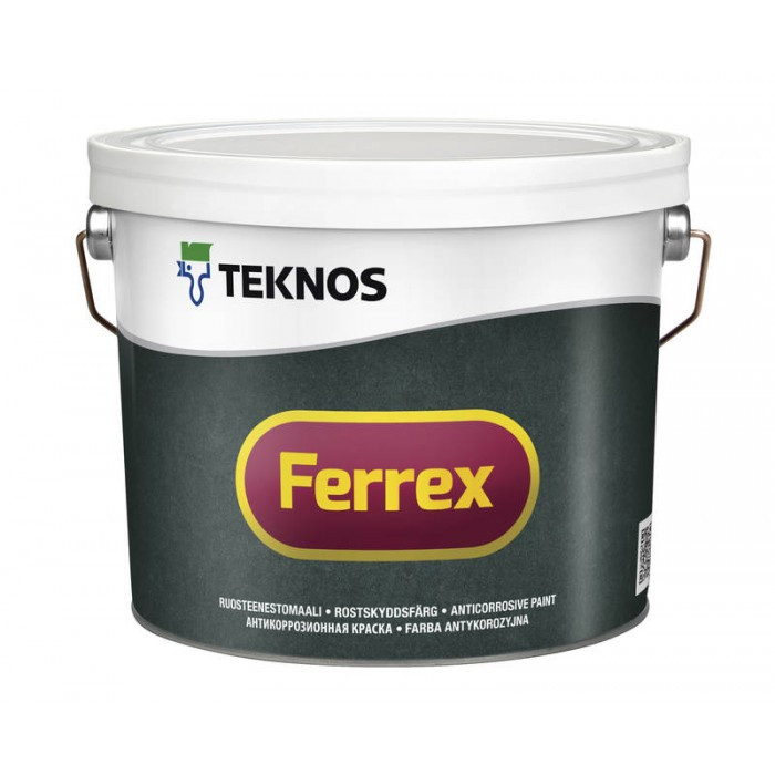 Матова антикорозійна ґрунтовка-фарба для металу Teknos 2.7 л сіра Ferrex