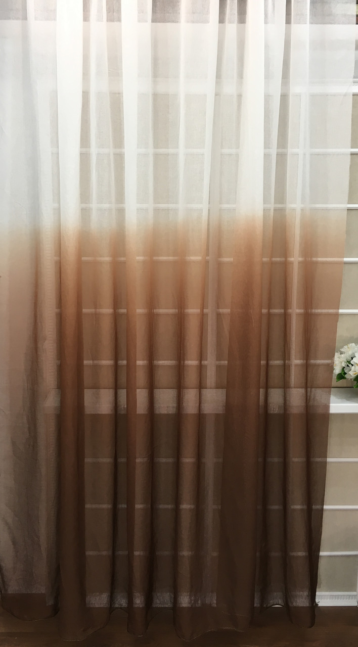 Готова тюль Батік Розтяжка Коричневий, 3 метри