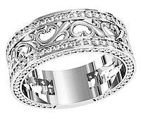 Кольцо женское серебряное Вензеля