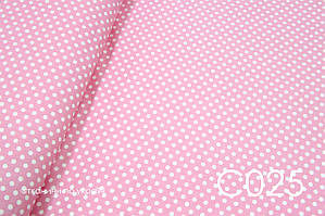 Тканина сатин Горох на рожевому 8 мм