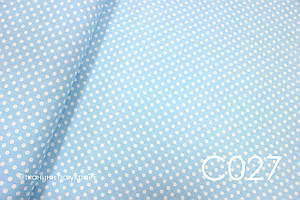 Тканина сатин Горох на блакитному 8 мм