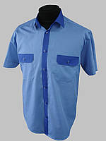 Блакитна комбінована сорочка з коротким рукавом