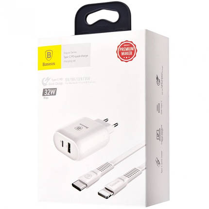 СЗУ Baseus Bojure PD Quick Charger + Cable (Lightning) 32W 1Type-C 1USB, фото 1