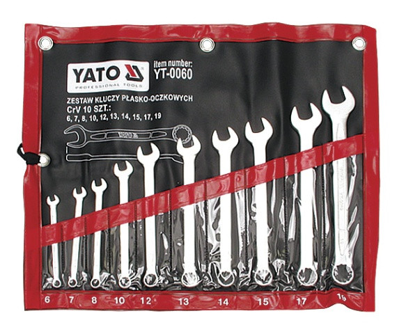 Набір ключів рожково-накидних YATO М6-19 мм 10 шт YT-0060