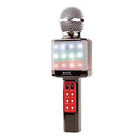 Караоке мікрофон WSTER WS-1828 c LED підсвічуванням Чорний(4 Голоси/USB/Bluetooth) Чорний
