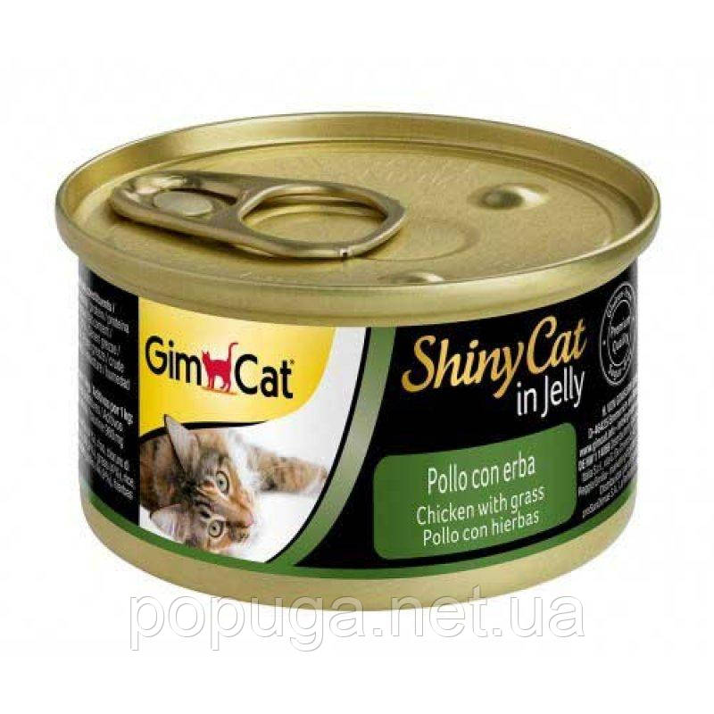 Консерви Gimpet Shiny Cat для кішок, з куркою та травою, 70 г