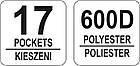 Сумка відкрита для інструменту 13" YATO 17 кишень з алюмінієвим трубним захоплювачем з поліестеру YT-74372, фото 3