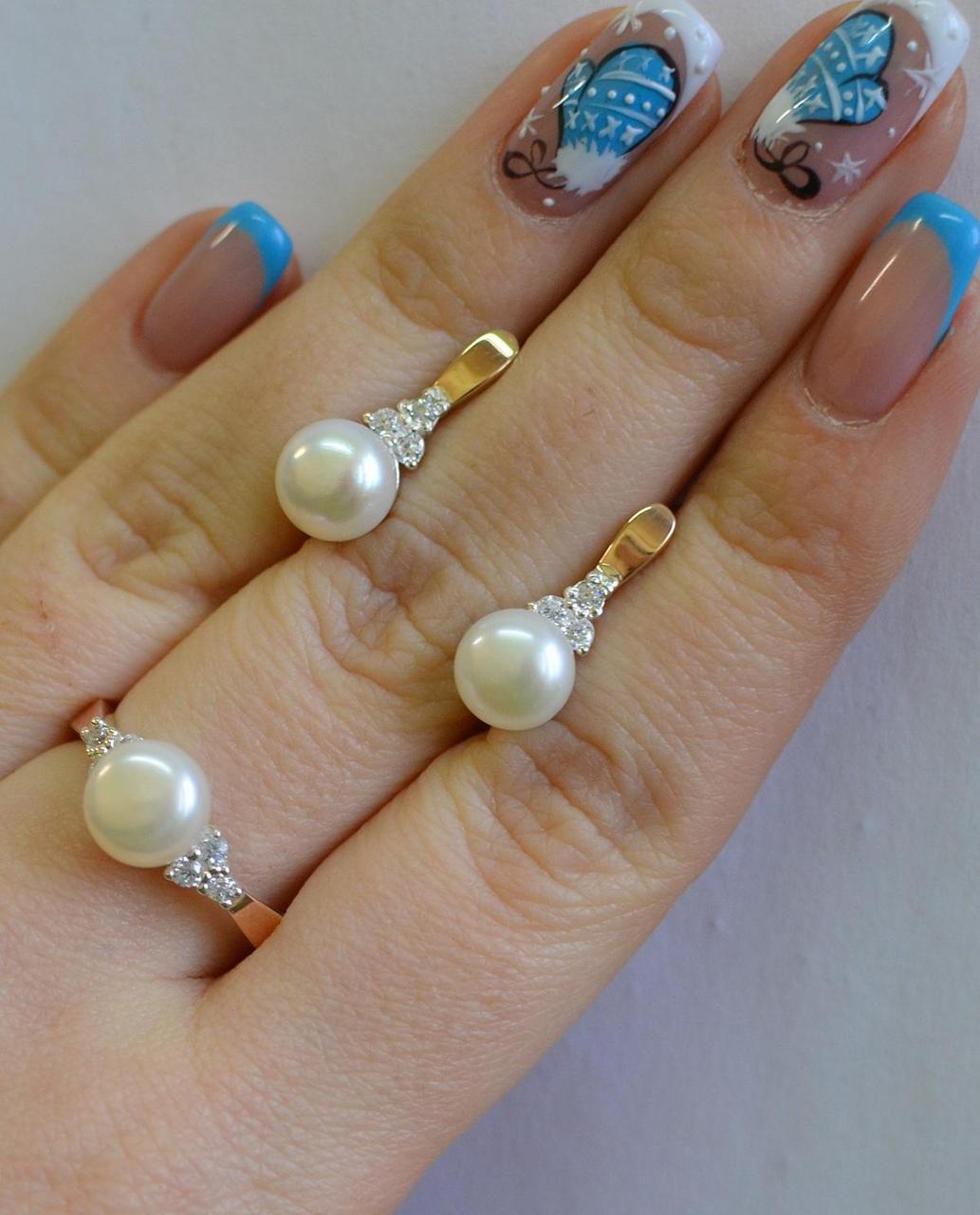 Срібний гарнітур з золотом, фото 1