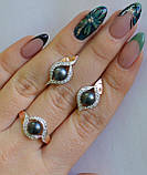 Срібний набір з золотими вставками і перлами, фото 4