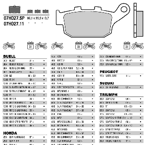 Гальмівні колодки BREMBO 07HO2711 (оригінал HONDA CBR /HONDA CB/HONDA XL-Transalp/TRIUMPH Daytona/YAMAHA XJ,,,, фото 4