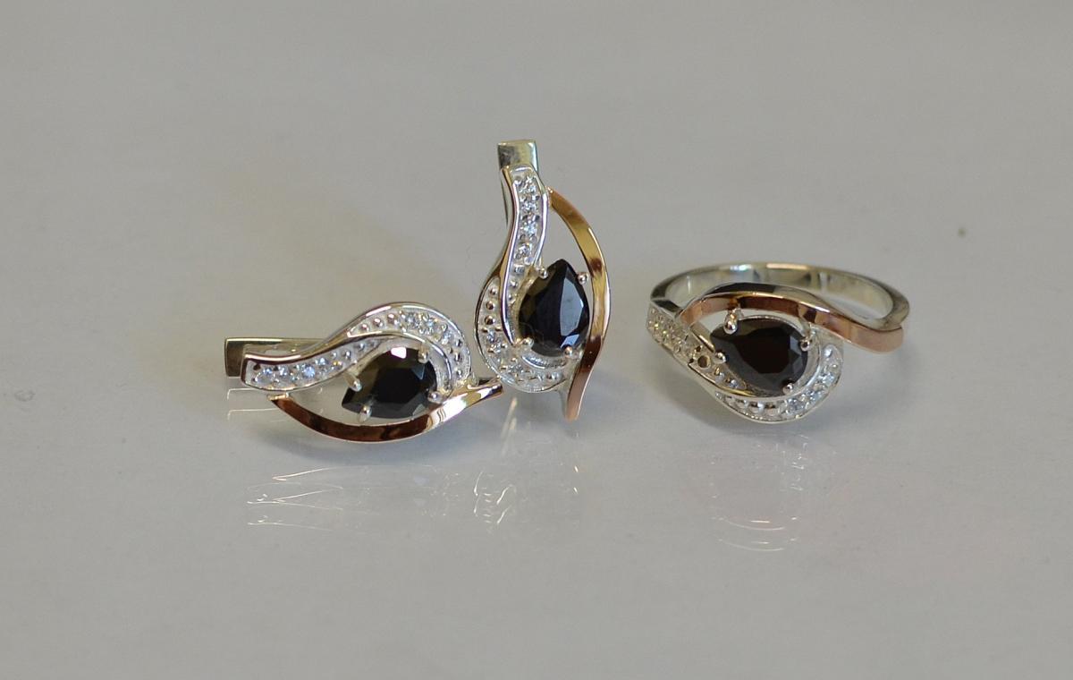 Гарнітур з срібла з золотими пластинами, фото 1