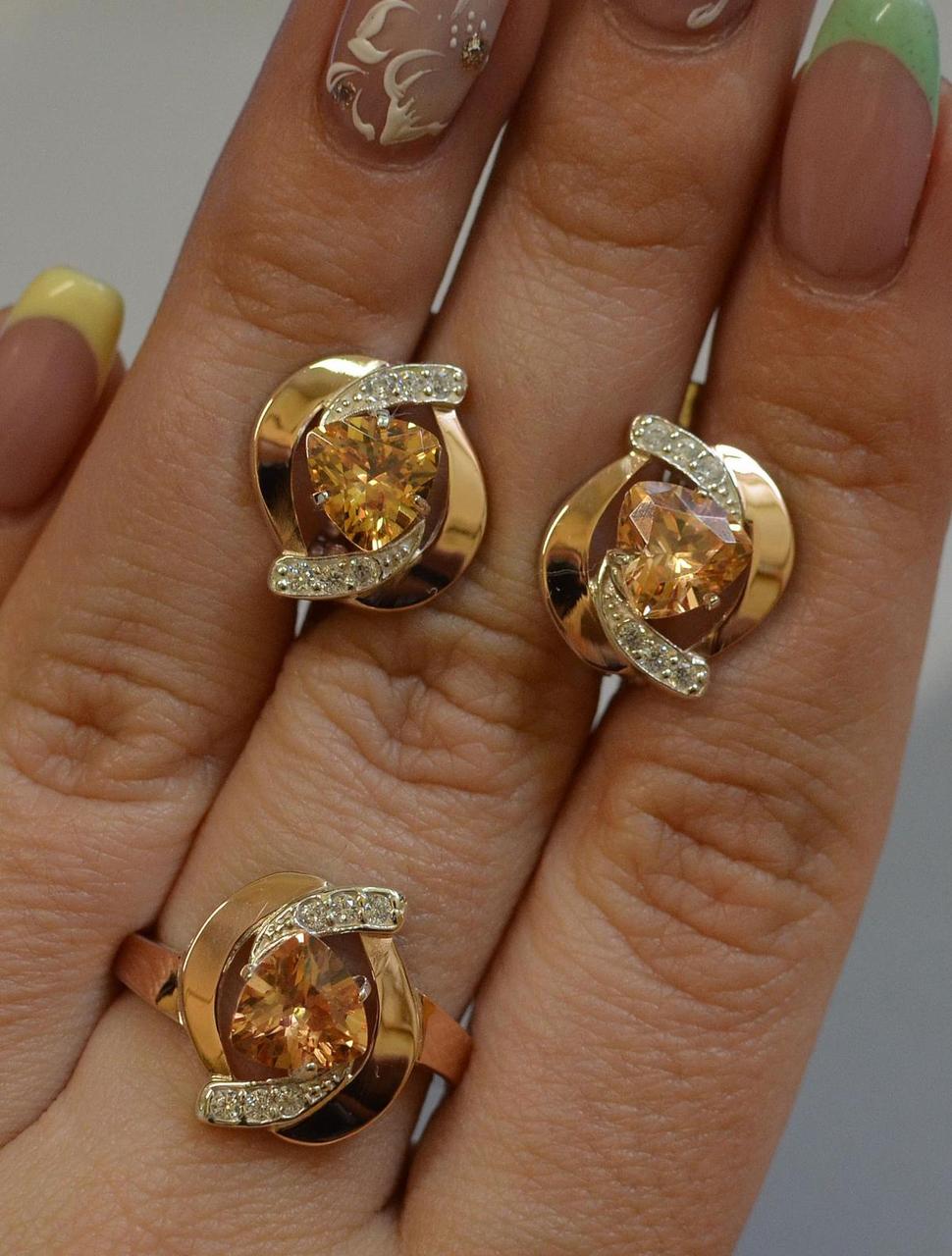 Срібний набір з золотими вставками, фото 1