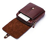 Чоловіча сумка через плече Натуральна шкіра Барсетка Чоловіча шкіряна сумка для документів планшет Коричнева, фото 5