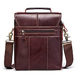 Чоловіча сумка через плече Натуральна шкіра Барсетка Чоловіча шкіряна сумка для документів планшет Коричнева, фото 8