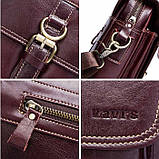 Чоловіча сумка через плече Натуральна шкіра Барсетка Чоловіча шкіряна сумка для документів планшет Коричнева, фото 9
