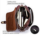 Чоловіча сумка через плече Натуральна шкіра Барсетка Чоловіча шкіряна сумка для документів планшет Коричнева, фото 10