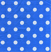 Салфетки бумажные сервировочные с рисунком 20шт- Синий Горошек/Горох, Горох