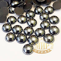 Керамічні напівперлини, колір Jet Hematite, (розмір на вибір)*50 шт.