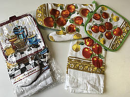 Кухонна прихопачка з рукавицею і рушником, натуральною