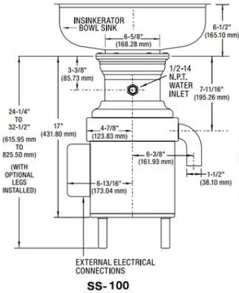 Измельчитель пищевых отходов InSinkErator SS-100 с адаптером - фото 2 - id-p850443699