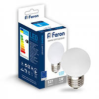 Светодиодная лампа Feron G45 1W Е27 6400k матовый