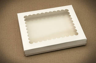 Коробка кришка-дно для пряників із вікном 21х21х3 см