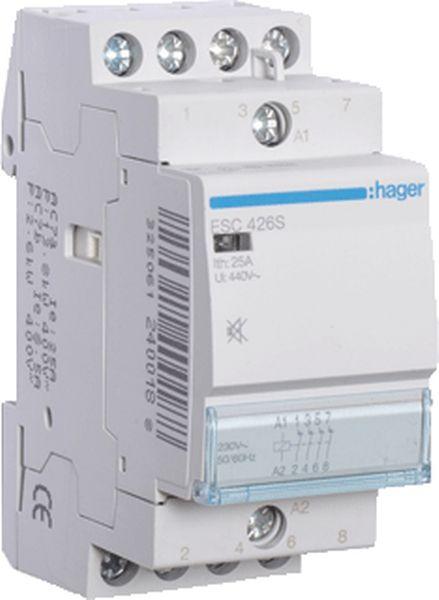 Контактор Hager 25A 4НЗ 230В безшумний ESC426S
