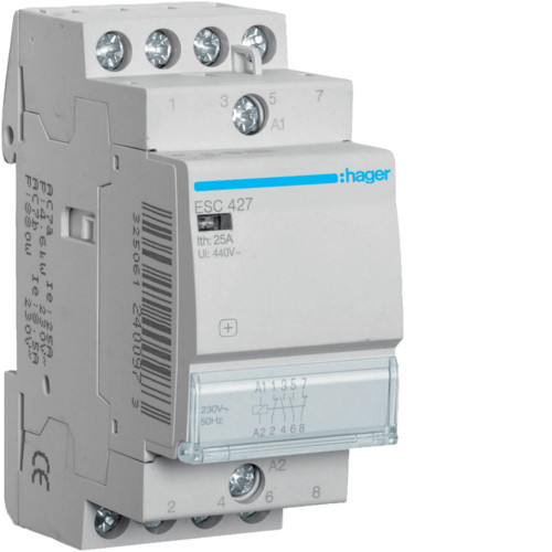 Контактор Hager 25A 2НО+2НЗ 230В ESC427
