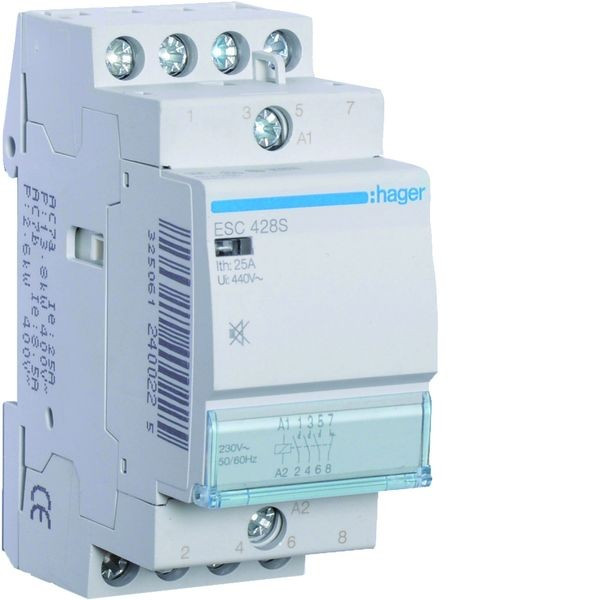 Контактор Hager 25A 3НО+1НЗ, 230В безшумний ESC428S
