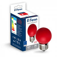 Светодиодная лампа Feron G45 1W Е27 красный