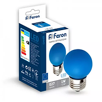 Светодиодная лампа Feron G45 1W Е27 синий