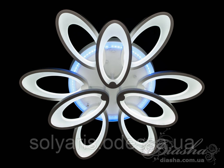 Стельова світлодіодна 120 ват люстра 1673/6+3WH LED 3color dimmer біла,сіра,кофе,чорний