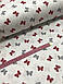 Тканина поплін сіро-червоні метелики на білому рідкісні (ТУРЕЧЧИНА шир. 2,4 м) №32-184, фото 3