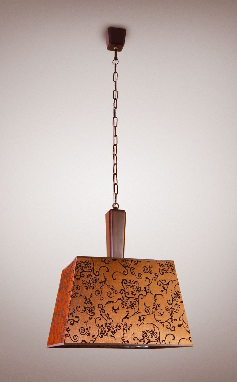 Підвіс дерев'яний у кольорі венге з коричневим абажуром у стилі модерн 14108-5 серії "Атланта"