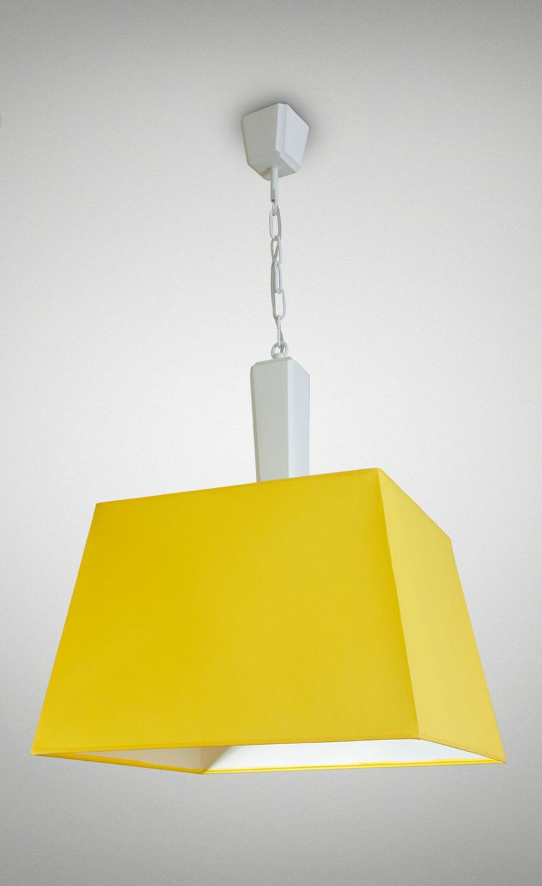 Підвіс білий дерев'яний із жовтим абажуром модерн, фото 1
