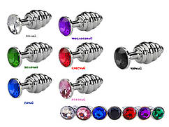 Рельєфна анальна пробка з кристалом  Білий