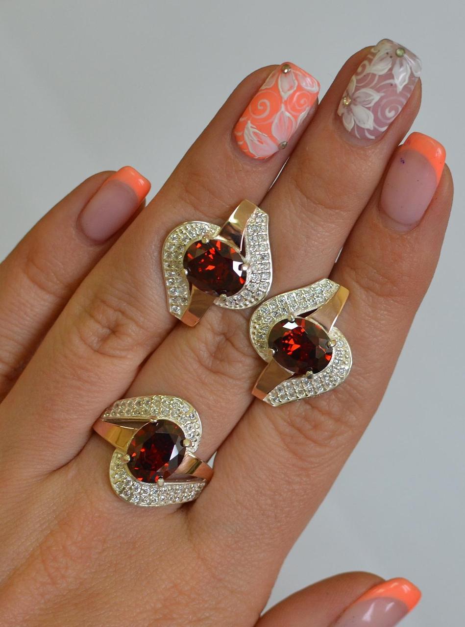 Срібний набір з золотими вставками, фото 1